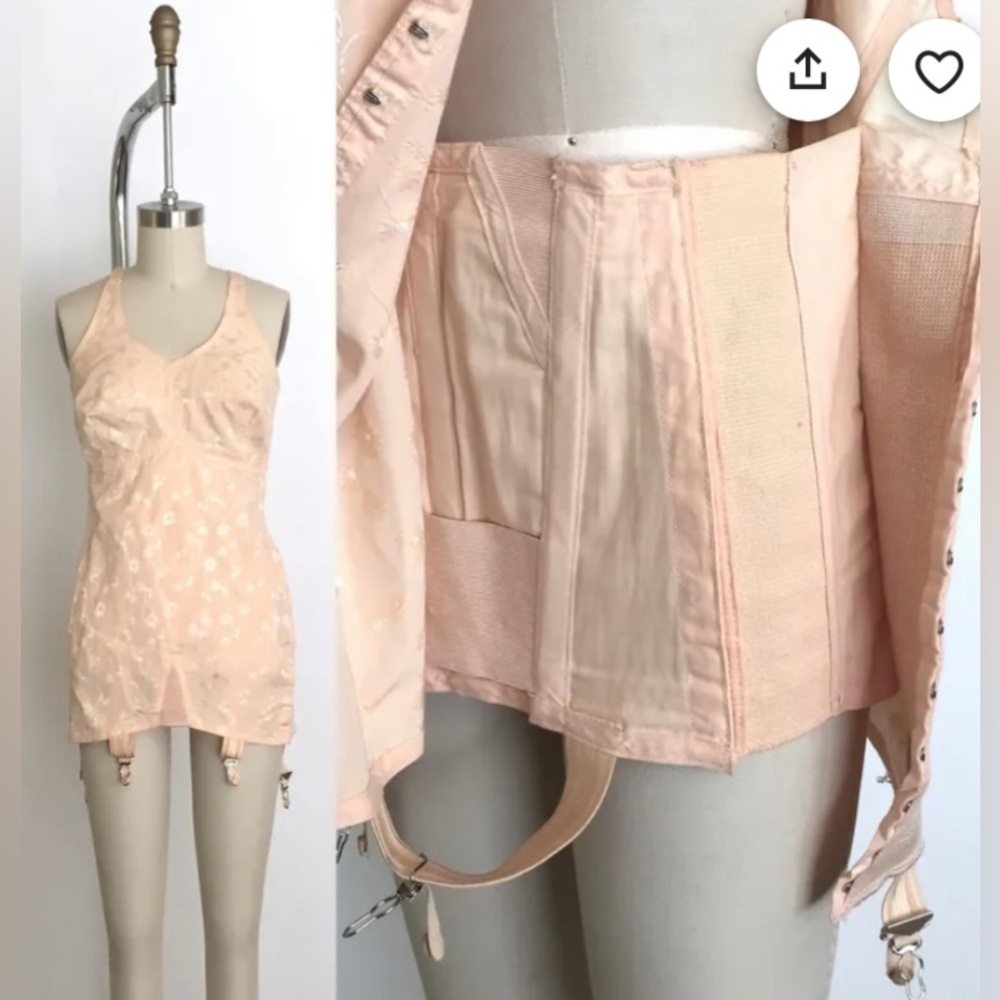 Vintage 1930s corselet girdle | 30s embroidered one piece shapewear Victorian